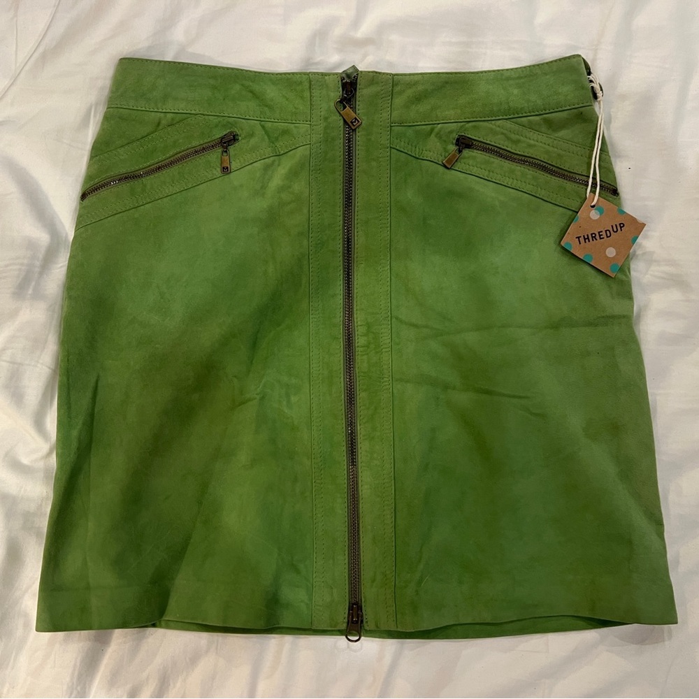 Michael Kors Leather Mini Skirt - Green - Size 6